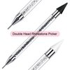 2 Pieces Rhinestone Picker Dotting Pen, Dual-ended Rhinestone Gems Crystals Studs Picker Wax Pencil Pen Crystal Beads Handle Manicure Nail Art DIY Decoration Tool (Black White)