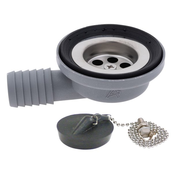 Ambassador Marine Sink Drain with 1 1/2-Inch Chain Stopper, Ultra Mirror Finish