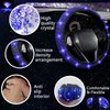 NBTEPEM 27 PCs Bling Car Accessories Set for Women, Steering Wheel Covers Universal Fit 15 Inch, Bling License Plate Frame, Phone Holder, Car Coasters(Blue Diamond)