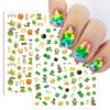 7 Sheets St Patricks Day Nail Stickers 3D Shamrock Nail Decals Green Irish Clover Nail Supplies Lucky Leaf Gold Hat Letters Nail Art Design for Women Girls Manicure St. Patrick's Day Nail Decoration