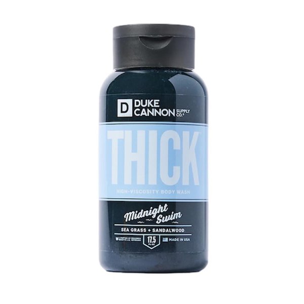 Duke Cannon Midnight Swim Body Wash - Thick High Viscosity Men's Body Wash, Exfoliating and Moisturizing Formula, Sea Grass and Sandalwood Scents, 17.5 oz (1 Pack)