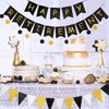 Happy Retirement Banner Assembled GAGAKU Black and Gold Retirement Party Decorations Supplies Kit Gold Glitter Paper Pennant Banner for Men Women Office Farewell Party
