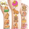 100PCS Funny Capybara Temporary Tattoos Stickers Theme Animal Birthday Party Decorations Favors Supplies Cute Brown Capy Mouse Tattoo Sticker Gifts For Boys Girls School Prizes Carnival Christmas