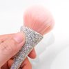 WOKOTO 1pcs White Shiny Rhinestone Nail Art Dust Brushes For Acrylic Nails Powder Remover Brushes Loose Face Cosmetics Blending Liquid Foundation Powder Make Up Brushes Nail Trimming Cleaning Tools