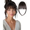 Rosooi Curtain Bangs Human Hair Clip in Bangs for Women Black Brown Color Fake Air Bangs for Daily Wear Hair Clip Bangs
