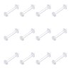 vcmart Clear Cartilage Earring-12pcs 16G Clear Acrylic Bioflex Tragus Retainer Lip Rings Nose Studs Labret Monroe Ear Helix Earring Clear Flat Top 10mm