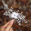 Unsutuo Flower Bride Wedding Hair Comb Silver Crystal Bridal Hair Accessories Pearl Hair Piece for Women and Girls