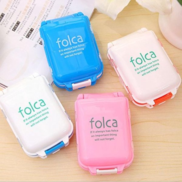 GracesDawn Pill Box Portable for Travel 8 Compartments Weekly Medicine Vitamin Plastic Pill Organizer Good for Purse and Pocket（4 Pack）