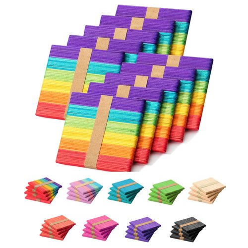 Mr. Pen- Colored Popsicle Sticks, 500Pack, 4.5 Inch, Craft Sticks, Popsicle Sticks for Crafts, Sticks for Crafting, Colorful Popsicle Sticks Bulk, Ice Cream Sticks, Colored Craft Sticks, Wooden Sticks