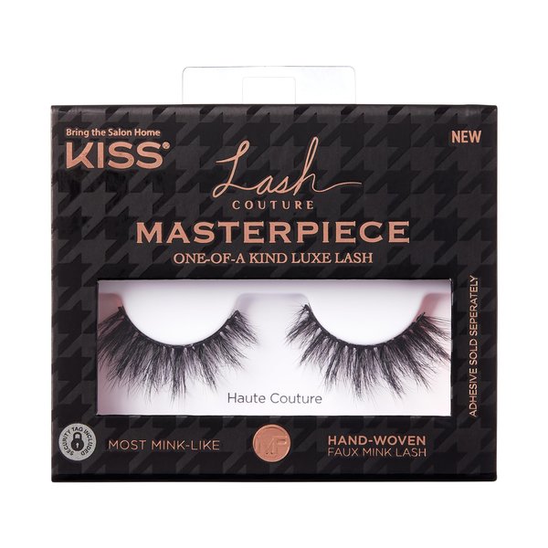 KISS Masterpiece, False Eyelashes, 'Haute Couture', 16 mm, Includes 1 Pair Of Lash, Contact Lens Friendly, Easy to Apply, Reusable Strip Lashes, Glue On