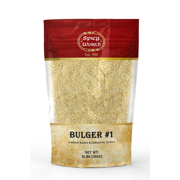 Spicy World Bulgur Cracked Wheat Fine #1, 2 LB Bag (32oz) | Excellent USA Grown Bulgar Wheat for Tabouleh | 100% Natural & Pure | Great for Vegan Recipes