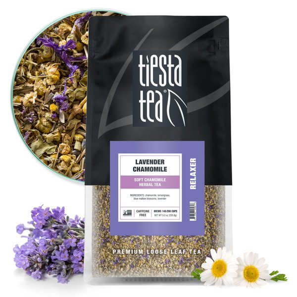 Tiesta Tea - Lavender Chamomile | Soft Chamomile Herbal Tea | Premium Loose Leaf Tea Blend | Non Caffeinated Herbal Tea | Make Hot or Iced Tea & Brews Up to 200 Cups - 8 Ounce Resealable Bulk Pouch