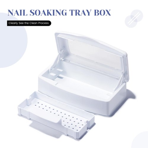 SULLMAR Nail Tool Sterilizers Nail Soaking Tray Box Cleaner Pot for Eyelash Scissors Tweezers Nail Art Tools Manicure Lash Soaking Tray Clean Box