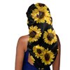 AFPANQZ Cute Sunflower Long Satin Bonnet Sleep Cap for Curly Braids Dreadlocks Long Hair Double Layers with Soft Elastic Band for Women Girls Silky Night Cap to Protect From Loss Black Yellow