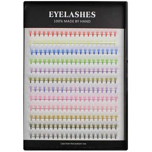 Hannahool 12 Colors Mix 240pcs 10D Premade Fans Nature Long Volume Eye Lashes Extensions Soft and Light Weight Colorful Individual False Eyelashes Cluster 8-16mm to Choose (12mm)