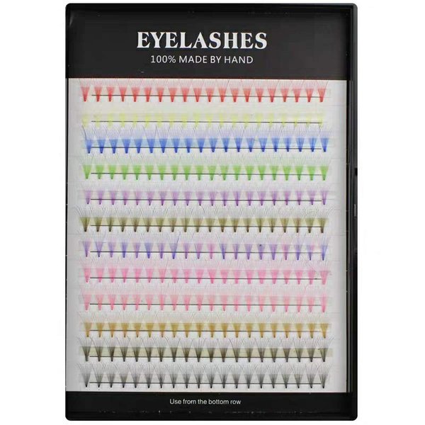 Hannahool 12 Colors Mix 240pcs 10D Premade Fans Nature Long Volume Eye Lashes Extensions Soft and Light Weight Colorful Individual False Eyelashes Cluster 8-16mm to Choose (12mm)