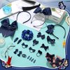 Hotop 56 Pcs School Uniform Hair Bows Set Round Tail Bow Elastic Hair Band Hair Clip Rib Bow Double Hairball Scrunchie Solid Bow Head Band Barrettes for Little Teen Toddler Girls (Navy Blue)