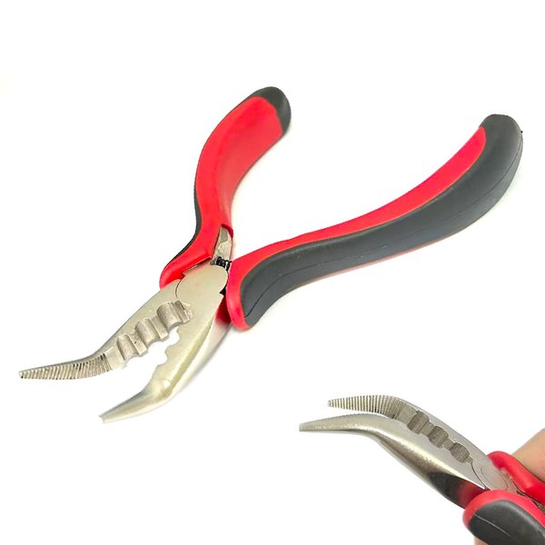 Luwigs Hair Extenison Pliers with 3 Holes Mini Plier for Micro Nano Ring Hair Extension Opener and Removal Tool (1pcs, Black-red)