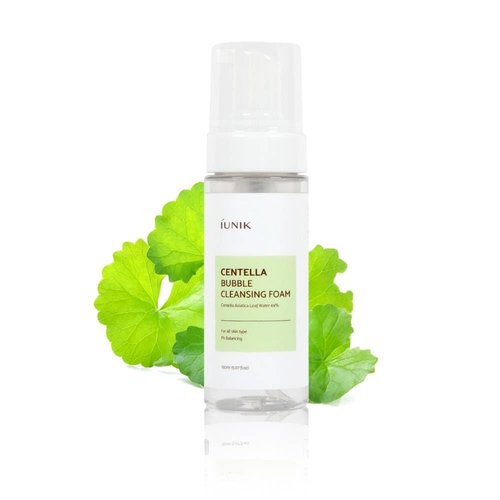 IUNIK Centella Bubble Foaming Vegan Facial Cleanser - 69% Centella Asiatica Extract, Soothing, Moisturizing, Exfoliating, Removes Pore Blackheads, Whiteheads, 5.07 Fl Oz
