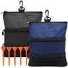Amy Sport Golf Pouch Bag Tee Pouch Multi Pocket Clip Zipper Hook to Bag 2 Pack with 5 Pcs Cup Tees Value Set Nylon Valuables Holder for Men Women (2 Pack-Black&Blue)