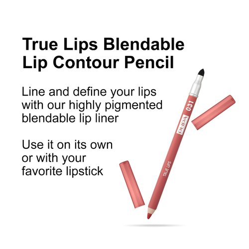Pupa Milano True Lips Blendable Lip Liner - Dual-Ended Matte Lining Color and Brush - Light and Creamy, Hydrating, High Pigment, Smudge Proof Formula - Paraben Free - 031 Coral - 0.042 oz