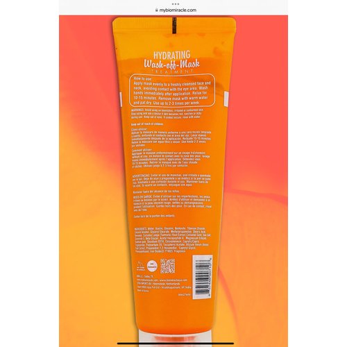 BioMiracle Hydrating Wash-Off Mask, Hydrating Peel-Off Mask Treatment, 24k Gold and Turmeric Mask