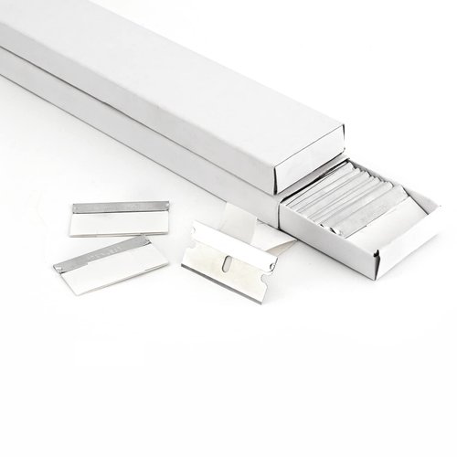 FOSHIO 200PCS Stainless Steel Single Edge Razor Blades, Individually Wrapped Blades for Razor Blade Scraper, Removing Labels, Stickers, Decals, Gasket, Cleaning Glass Stove Top, Window