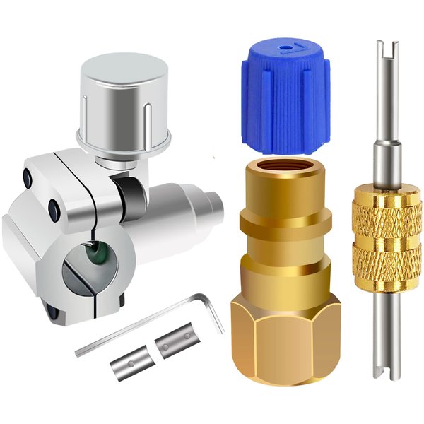 A/C Retrofit Valve Kit-Refrigerant Retrofit Valve Set, with R12 to R134A Low Side Adapter, BPV31 Bullet Piercing Valve, for HVAC Refrigerant System R12 R22 R502 R134A (2)