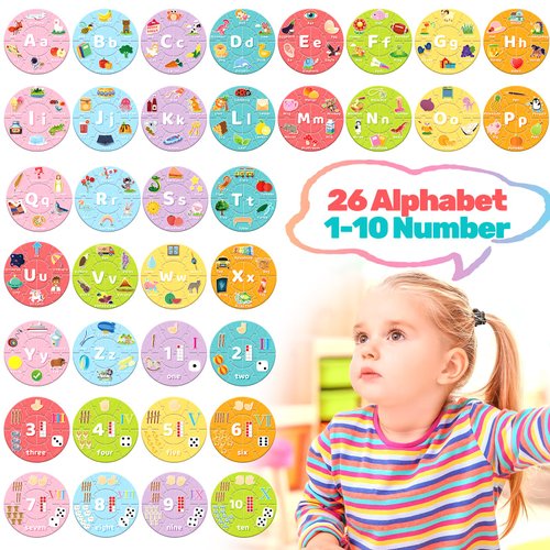 AmiDear ABC Alphabet and Number Puzzle Educational Preschool Learning Toys for Toddlers, Montessori Toys Sight Words Game Kindergarten Learning Activities for 3 4 5 6+ Year Old Kids boy Girl