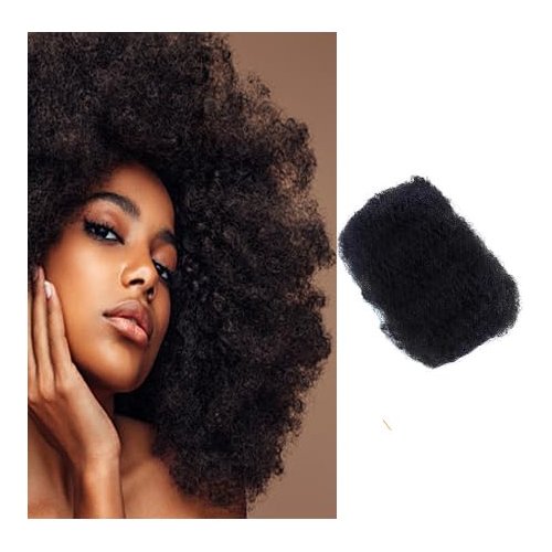 EV&ET Tight Afro Kinky Bulk 100 ％ Real Human Hair for Draedlock Hair Extensions, Repair Locs, Twists and Braids 1 Pack (8 inch, natural black)