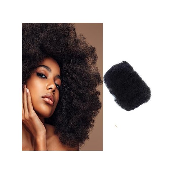 EV&ET Tight Afro Kinky Bulk 100 ％ Real Human Hair for Draedlock Hair Extensions, Repair Locs, Twists and Braids 1 Pack (8 inch, natural black)