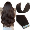 Amella Hair Tape in Hair Extensions Human Hair Silky Straight Remy Human Hair Seamless Skin Weft Hair Extensions Tape in 12 inches #2 Dark Brown 40 Gram 20Pcs/Pack Thick Hair