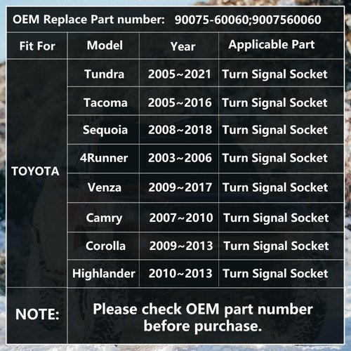 Front Turn Signal Light Bulb Plug Socket，Compatible with Toyota Tacoma Tundra Replaces# 90075-60060 9007560060 (2Pcs)