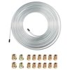 YAKEFLY 25 Ft Flexible Tube Line Roll,1/4" Brake Line Tubing Kit,Copper Coated Alloy Brake Line Tubing Coil with 16 Inverted Flare Fittings,Fuel Line Coil(Silver)