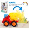 Friction Powered Cars, Push and Go Toy Trucks Construction Vehicles Toys Set for 1 2 3 Year Old Baby Toddlers Beach Dump Truck, Cement Mixer, Bulldozer, Tractor, Early Educational Toys, A Set of 4