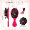Nuenen 3 Pieces Mini Detangler Hair Brushes Small Wet Dry Hair Brush Travel Detangling Brushes Soft Bristles Pocket Child Hairbrush for Kids Women Girls for Most Hair Types (Blue, Pink, Plum Red)