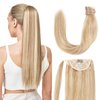 Vlasy Ponytail Extension Human Hair,20inch 80g Pony Tails Extensions Human Hair,Clip in Wrap Around Real Human Hair Ponytail Extensions,Long Straight Hair Extensions Ponytail(P16/22)
