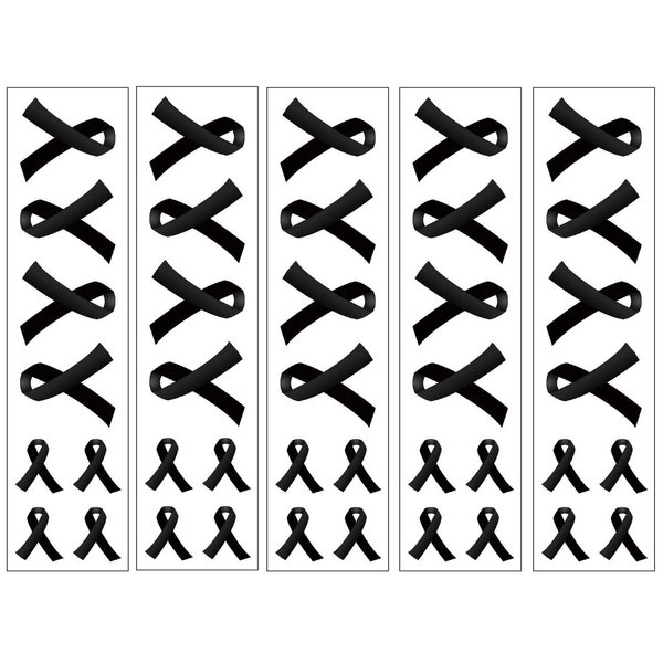 40 Black Ribbon Temporary Tattoos: Melanoma, Gun Control, Skin Cancer, Sleep Disorders Awareness Tattoo
