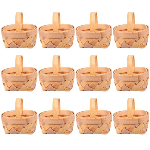 Cabilock 12pcs Mini Dollhouse Miniature Basket - Mini Woven with Handle Baskets Miniature Food Dollhouse Accessories for Props Model Party Favors Crafts Decor