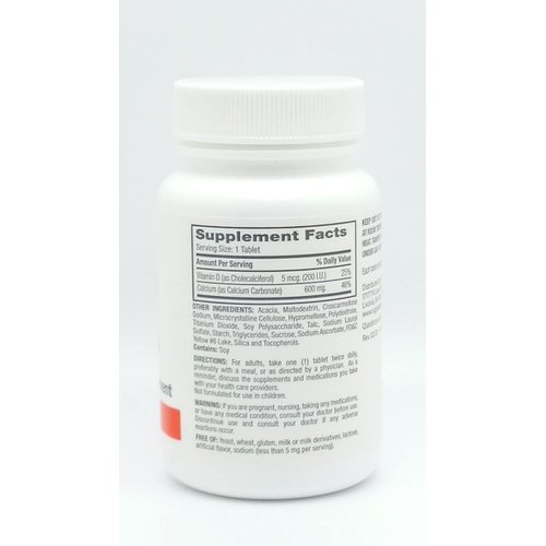 Rugby Laboratories Calcium 600 mg Calcium Supplement Calcium Carbonate Health Strong Bones Vitamin D3 5 mcg 200 IU Potency Guaranteed Value 60 Tablets (Pack of 1)