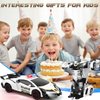 Getatoy Remote Control Car Transformer Toys for Boy 4-6 Years Old: One-Button Transforming Police Car with LED Light & 360° Rotation Drifting 2.4 Ghz Robot RC Car Christmas Birthday Gift Idea for Kids