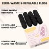 ECO ROOTS Organic Bamboo Floss Refill x4 Rolls, Eco Friendly Dental Charcoal Floss | Reusable & Vegan Bamboo Tooth Flossers | Zero Waste, Plastic Free, Biodegradable