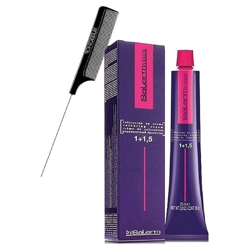 Salerm Cosmetics VISION Salermvision Permanent Cream Hair Color Dye (w/Sleek Steel Pin Rat Tail Comb) Haircolor Creme, Gray Coverage in 30 minutes (6,6 - Reddish Dark Blond)