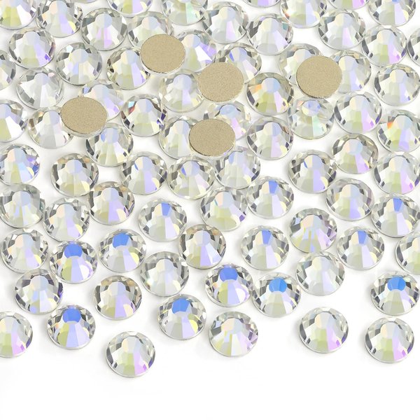 Jollin 1440pcs Flatback Rhinestones Glue Fix Crystal Glass Diamantes Gems for Crafting Nail Art Crafts Decorations Clothes Shoes 3.2mm (ss12, Moonlight)