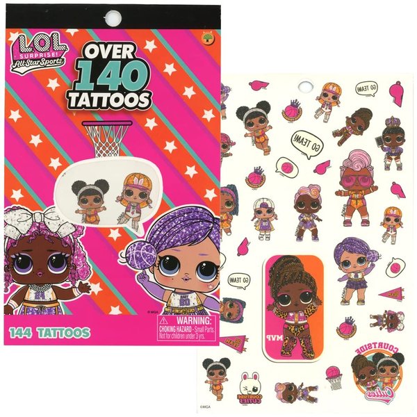 LOL 4 Sheet Tattoo Book - 140 Temporary Tattoo - School Supplies Assorted - Suitable for Birthday Parties - Group Activities and Toy Patterns