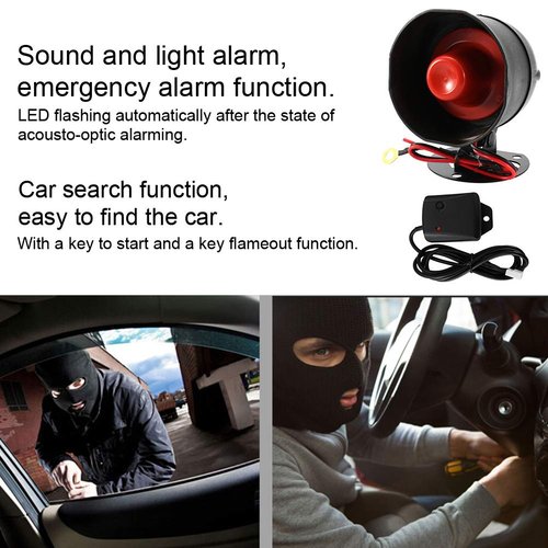 Fydun Car Alarm System with Remote Start Push to Engine Start Stop Button 12V Universal Start Stop Lock Anti-Theft Protection