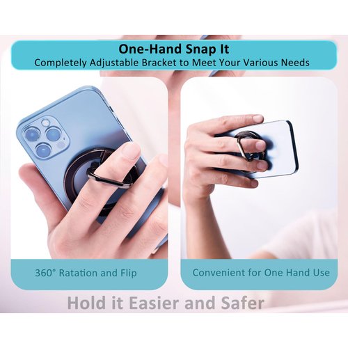 VOAUCEAN Upgraded Magnetic Phone Grip Stand with Metal Adjustable Holder, Removable Finger Phone Ring Holder Kickstand Loop,Magnet Accessories Compatible with iPhone 15/14/13/12 Series, Samsung,Black