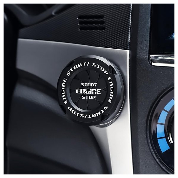 Car Push Start Button Cover,Fashionable Push to Start Button Cover for Car Decorations & Button Protections,Universal Interior Car Accessories Ignition Start Stop Button Cover (Black)