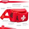 NOVAMEDIC Pack of 3 First Aid Empty Fanny Pack, 8"x2"x6", Waist Bag with 3 Zippered Compartments & Adjustable Strap for Lifeguard, Hiking, Travel Men & Women, Durable, Red