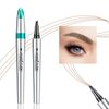 Microblading Eyebrow Pen, Eyebrow Pencil with 4-Prong Micro-Fork-Tip Applicator, Liquid Waterproof Eyebrow Pencil for Women Creates Natural Looking Brows Effortlessly (Light Brown)